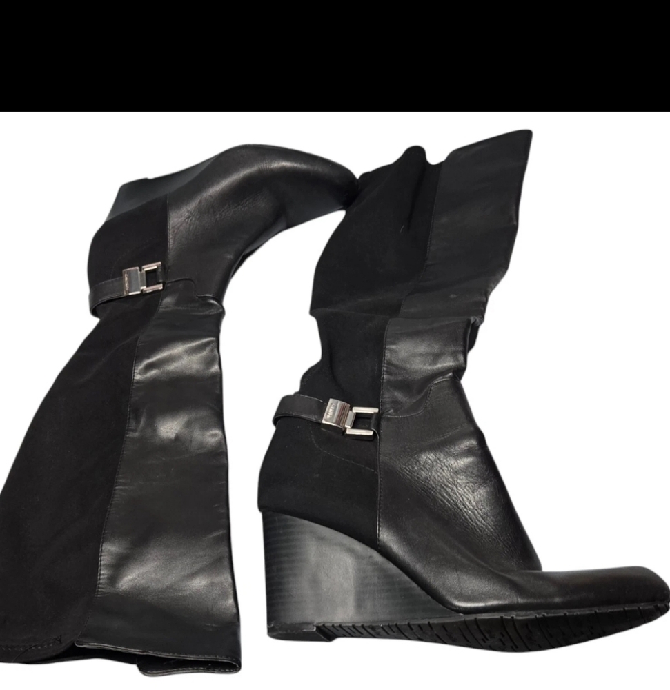 Calvin Klein Black Wedge Boots